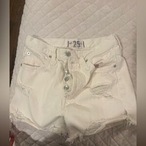 We The Free Off-White Distressed Jean Shorts